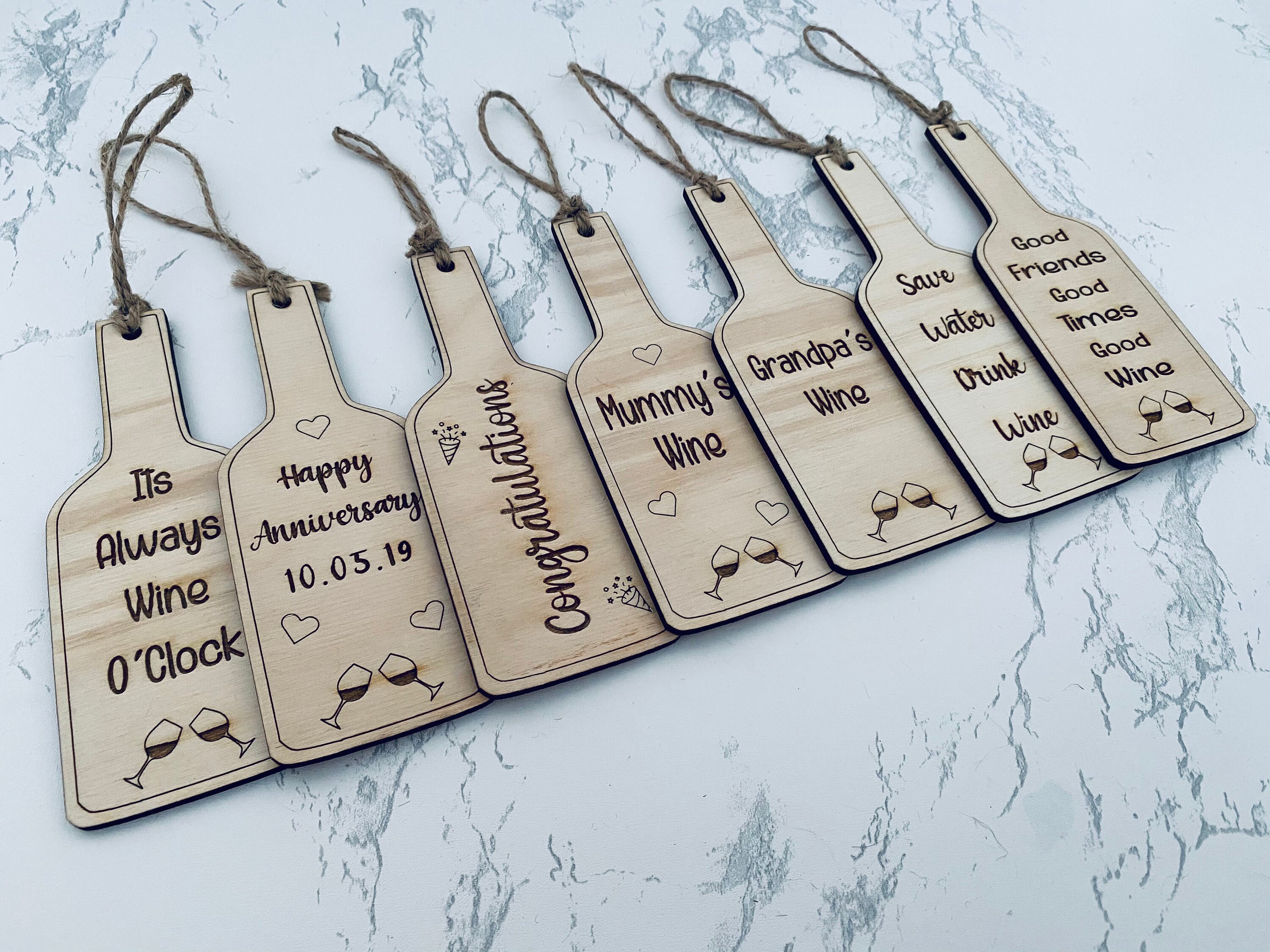 Personalised Wooden Engraved Wine Bottle Neck Tag Label Etsy UK