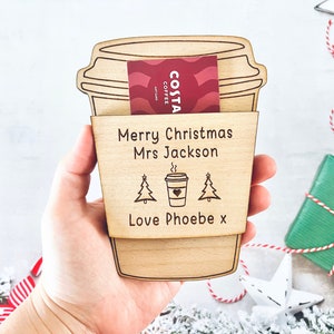 Porta-cartão-presente personalizado para xícara de café para professores, presente de Natal para professores, cartão-presente para bebidas quentes, presente de fim de período, Starbucks
