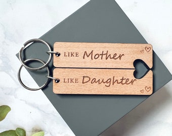 Mum and Daughter Matching Keyrings, Pair of Keyrings with Giftbox, Like Mother Like Daughter, Mothers Day gift, Birthday Gift, Keyrings