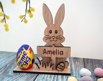 Personalised Easter Bunny Egg Holder, Kids Easter Gifts, Creme Egg Holder, Cute Easter Egg Bunny Stand, For Children, Easter Decor