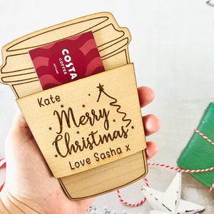 Titular de la tarjeta de regalo de la taza de café de Navidad personalizada para un amigo, familia, regalo de Navidad para ella, para él, tarjeta de regalo de bebida caliente, Starbucks