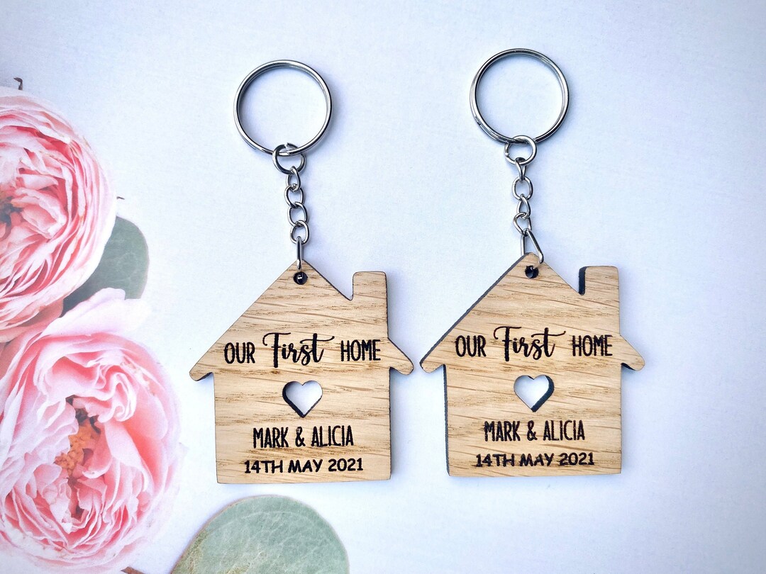Our First Home Keyring - Key Chain - Moving House - First Home - Wooden ...