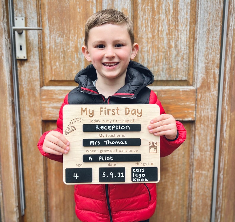 First Day Of School Photo Board, Personalised Starting School Sign, Back To School Sign, First Day Photo Prop, Chalkboard School Keepsake 