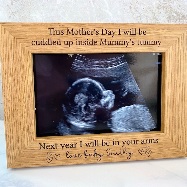 Personalised First Mother’s Day Photo Frame Gift, Pregnant, From The Bump, From Baby, Pregnancy Announcement, Mother’s Day Presents