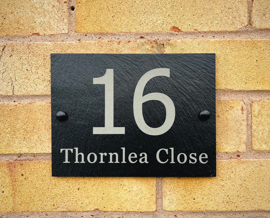 Personalised House Name, House Number, Rustic Engraved Slate, House