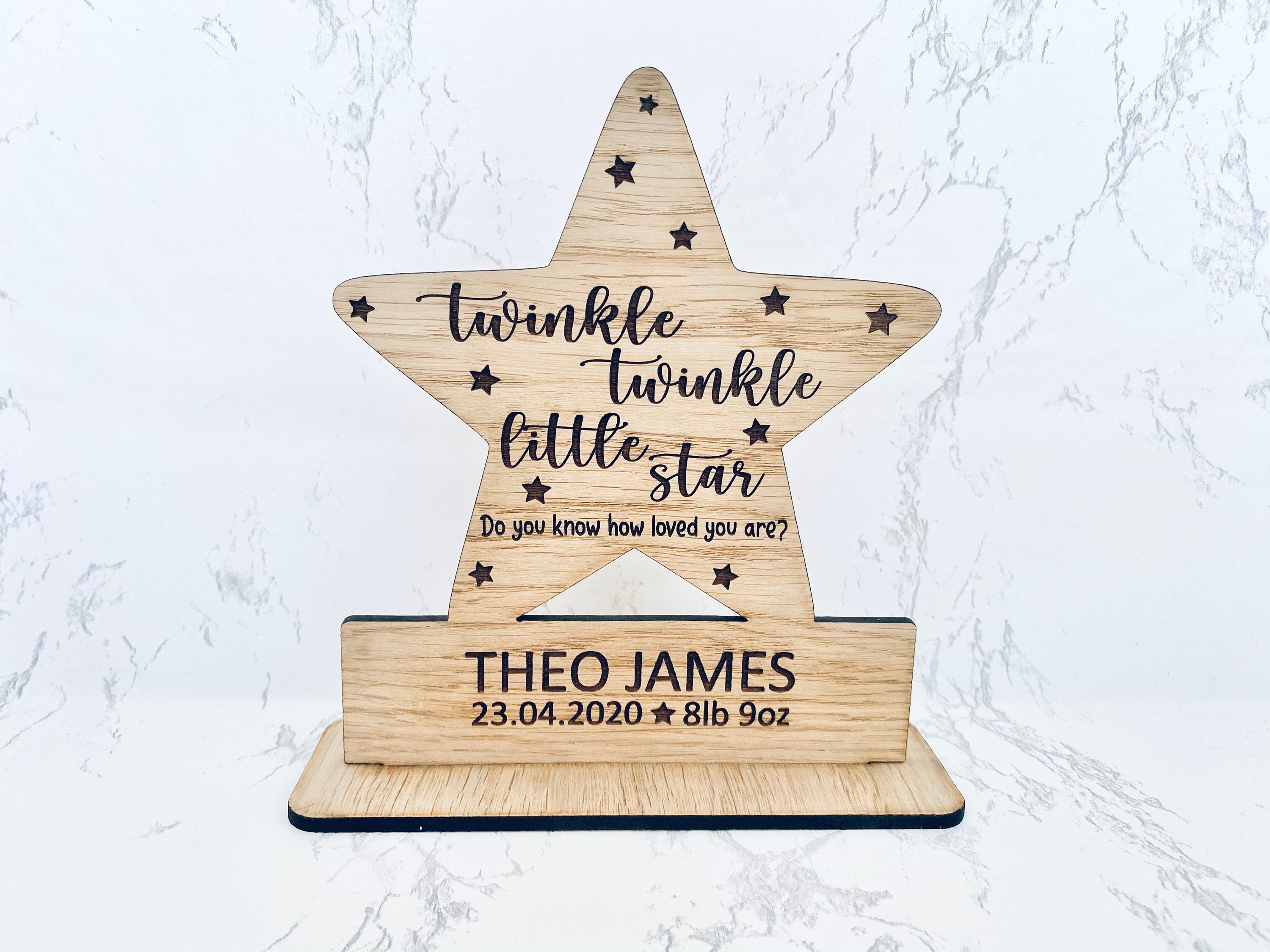 Personalised Wooden New Baby Decoration Gift Birth Details Etsy UK