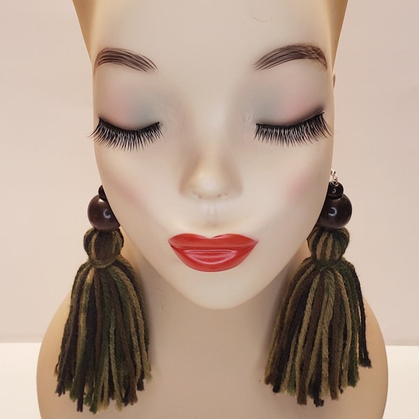 Tassel Camouflage Dangle Earrings