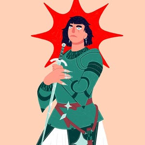 LADY KNIGHT - Illustration of a knight in armor printed in letter size (8.5 x 11 inches)