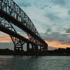 Impressão 5x7 Ponte Blue Water + Lago Huron, Ontário