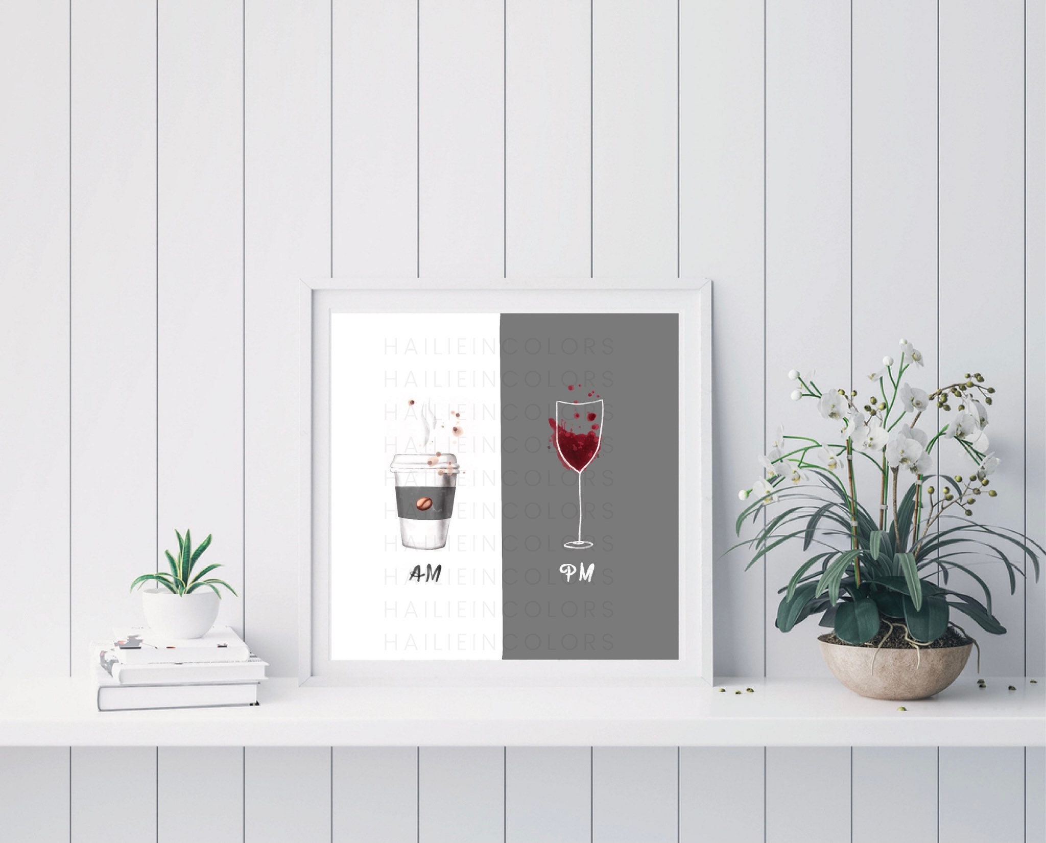 AM Coffee PM Wine Printable Watercolor Minimalist Wall Art - Etsy Canada