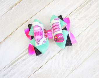 Pink bow, Glitter Bow, Black Bow,  Birthday bow, girls birthday hairbow, hair accessory, bows for girls, girls bow, girls hair bow