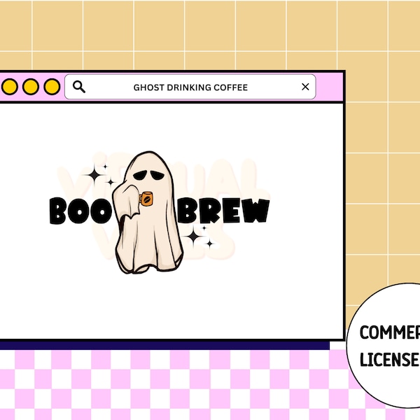 Retro Ghost Drinking Coffee| Boo Brew Digital PNG| Spooky png| Halloween png| Coffee png| Ghost png| Fall png| Pumpkin spice| Sublimation