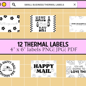 Retro Thermal Printer Labels: Small Business Packaging Stickers (Digital Download)