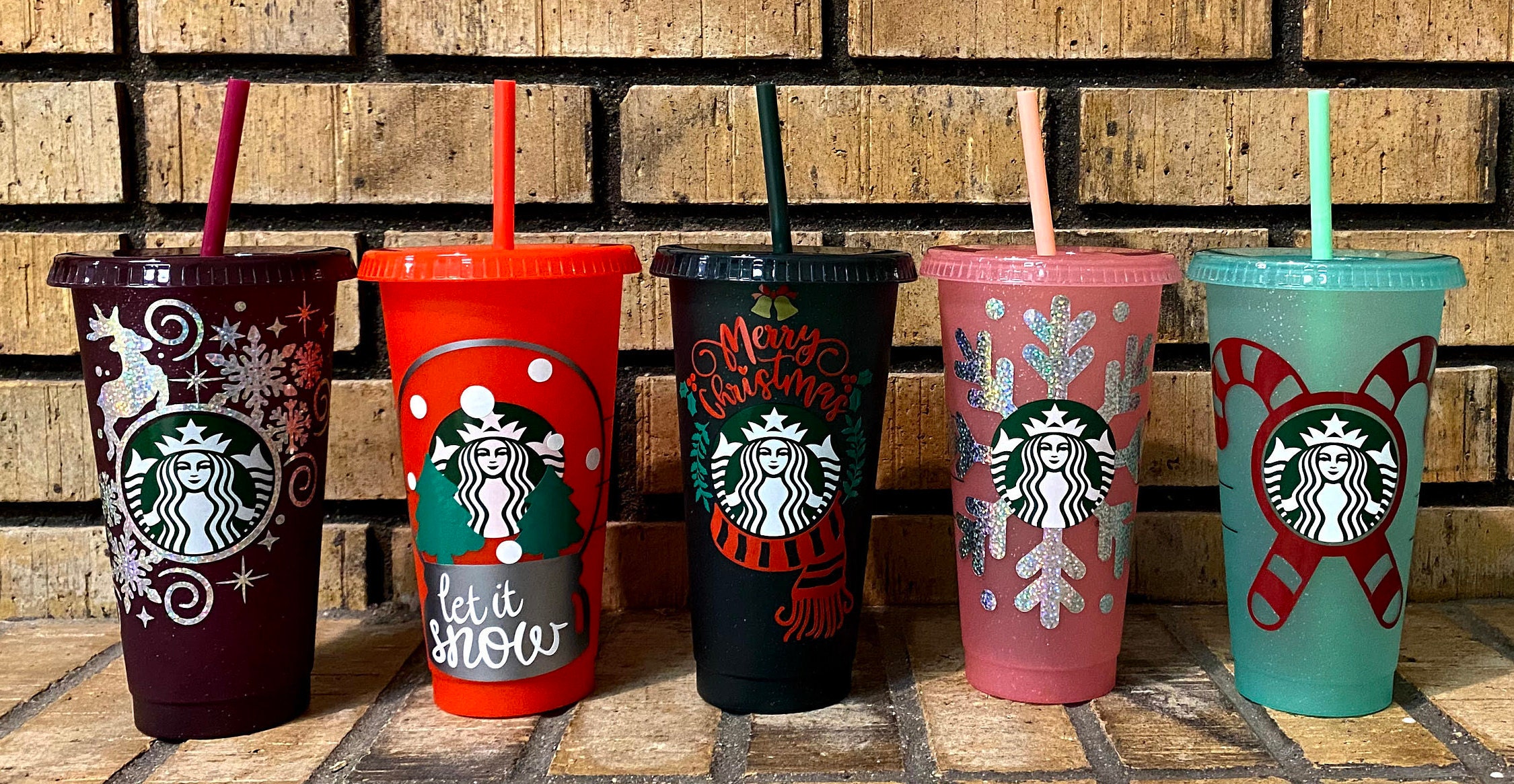 Reusable Starbucks Christmas Cold Cup/Winter Starbucks Etsy