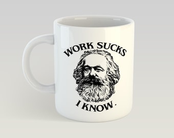 Work Sucks I Know Karl Marx Blink 182 Novelty Mug 11oz Gift Box