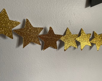 Gold STar Glitter Sewn Banner