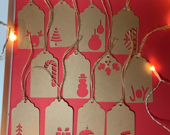 Silhouette  Cardstock cut out Christmas Gift tags