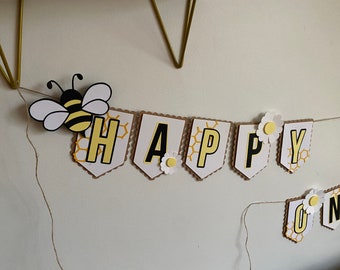 Happy BEE day Birthday Banner Bee Themed Birthday Banner