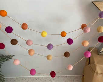 Wool Ball Garland Decor Spring or Easter
