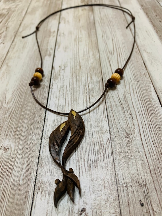 Gorgeous fish necklace, handmade carved wood fish pendant with Amazing details, fish gift idea