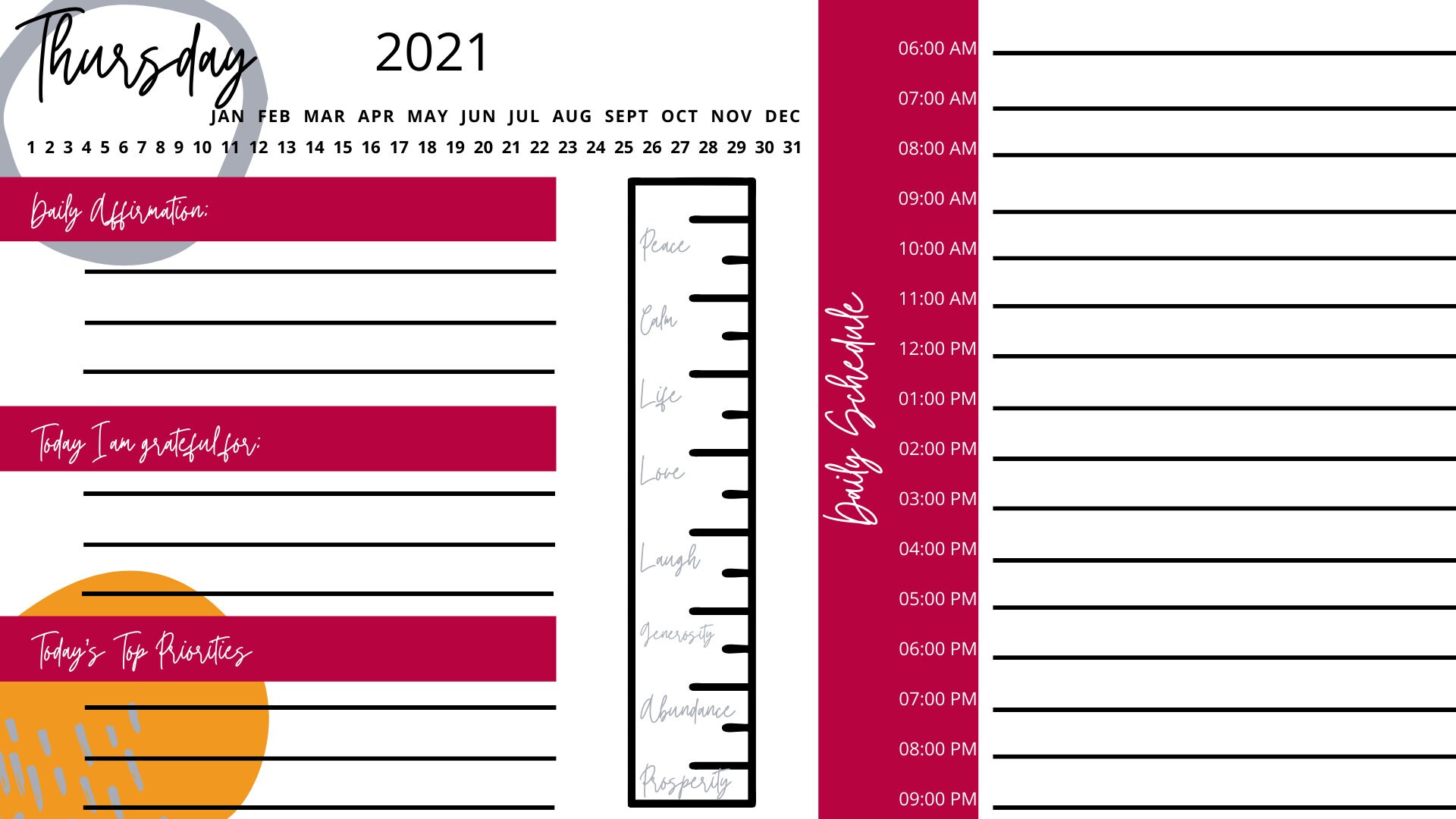 printable daily planners monday sunday 256 in x 144 in etsy