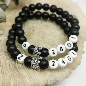2pcs SET partner bracelet with anniversary date Onyx (2x bracelet) ! Customizable! Gift, Pearl Bracelet, Friendship Bracelet, Couple Bracelet