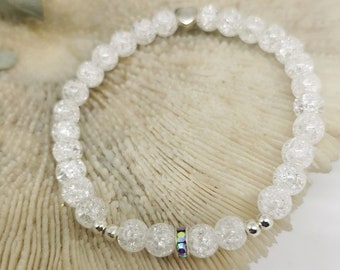 Bracelet perlé en cristal de roche | MEILLEURE idée cadeau pour petite amie |  Personnalisable, Bracelet Amitié, Pierre à Paillettes, Cadeau
