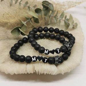2er SET partner bracelets with lava stones ! Customizable! Gift, Pearl Bracelet, Friendship Bracelet, Couple Bracelet