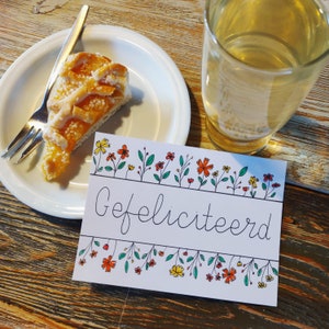 Félicitations avec des fleurs - Carte faite à la main