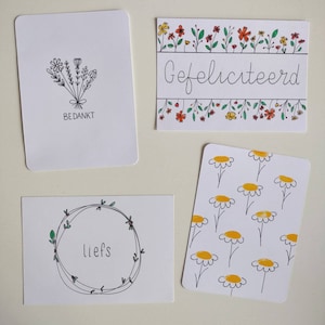 Set di quattro carte - fatte a mano - amore, grazie, congratulazioni, proprio così