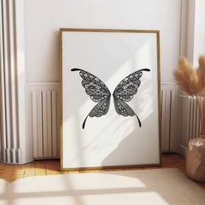Butterfly Wings Printable Wall Art | Mandala | Instant Download | Home Decor | Moth Print | Tattoo Design
