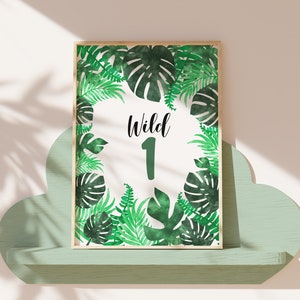 Wild 1 / Compleanno Stampabile Wall Art / Download istantaneo / Poster di piante / Tropicale / Bambino / Decorazioni per la casa / Calligrafia / Bambini / 1 anno