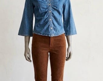 Vintage Navigata Denim 70s style Top Shirt Retro Button Jacket