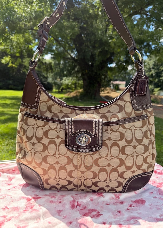 COACH Y2K 3971 Signature Shoulder Brown Canvas Hobo B… - Gem