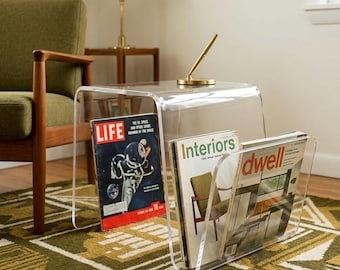 MCM Transparent Clear Side Table Magazine Holder 70s