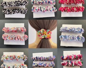 2 x Liberty Skinny Scrunchies | Floral Fabric Hair Ties | Liberty of London Hair Bobble | Girl's Scrunchies | Pretty Hair Bobble