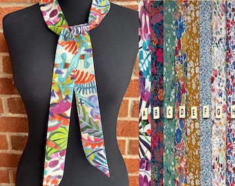 Liberty Fabric Skinny Neck Scarf, Hair Scarf, Scarf for bags, Belt , Hair Accessories , Headband , Hair Tie  ( 4.5cm x 135cm )