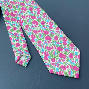 Liberty Necktie in Pink Rosalind Small Floral -  Tana Lawn Fabric Men&#39;s Tie, Wedding Tie, Grooms Tie, Classic Tie, Skinny Tie, Slim Tie