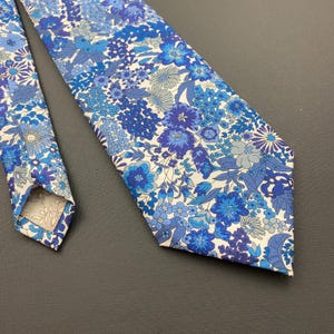 Liberty Necktie in Margaret Annie Blue Floral, Tana Lawn Flower Fabric Men's Tie, Wedding tie, Grooms tie, Classic Tie, Skinny Tie, Slim Tie