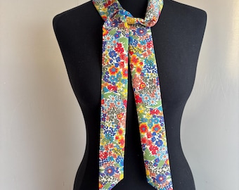 Liberty Fabric Skinny Neck Scarf, Hair Scarf, Scarf for bags, Belt , Hair Accessories , Headband , Hair Tie in Margaret Annie Floral Multi