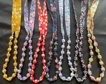 A Liberty of London Fabric Beaded 32&quot; Long Necklace | Lady&#39;s Necklace | Gift | Statement Necklace | Beaded Necklace | Lady&#39;s Necklace