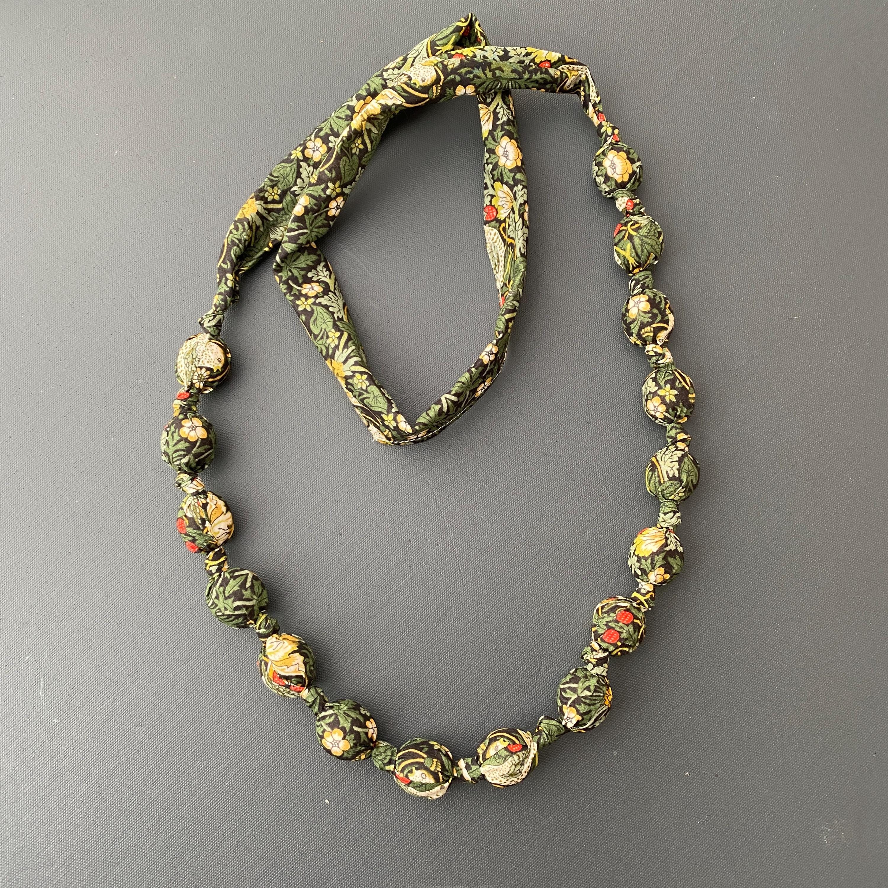 A Liberty of London Fabric Beaded 32" Long Necklace | Lady's Necklace