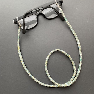 A Handmade Liberty Fabric Glasses Chain, Sunglasses Cord, Spectacles Holder Light Green Flowers