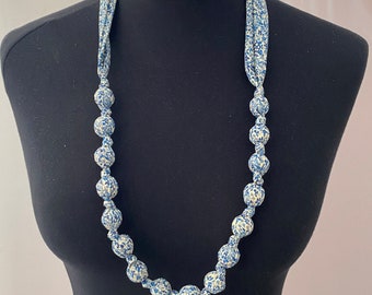 A Liberty of London Fabric Beaded 32" Long Necklace | Lady's Necklace | Gift | Statement Necklace |