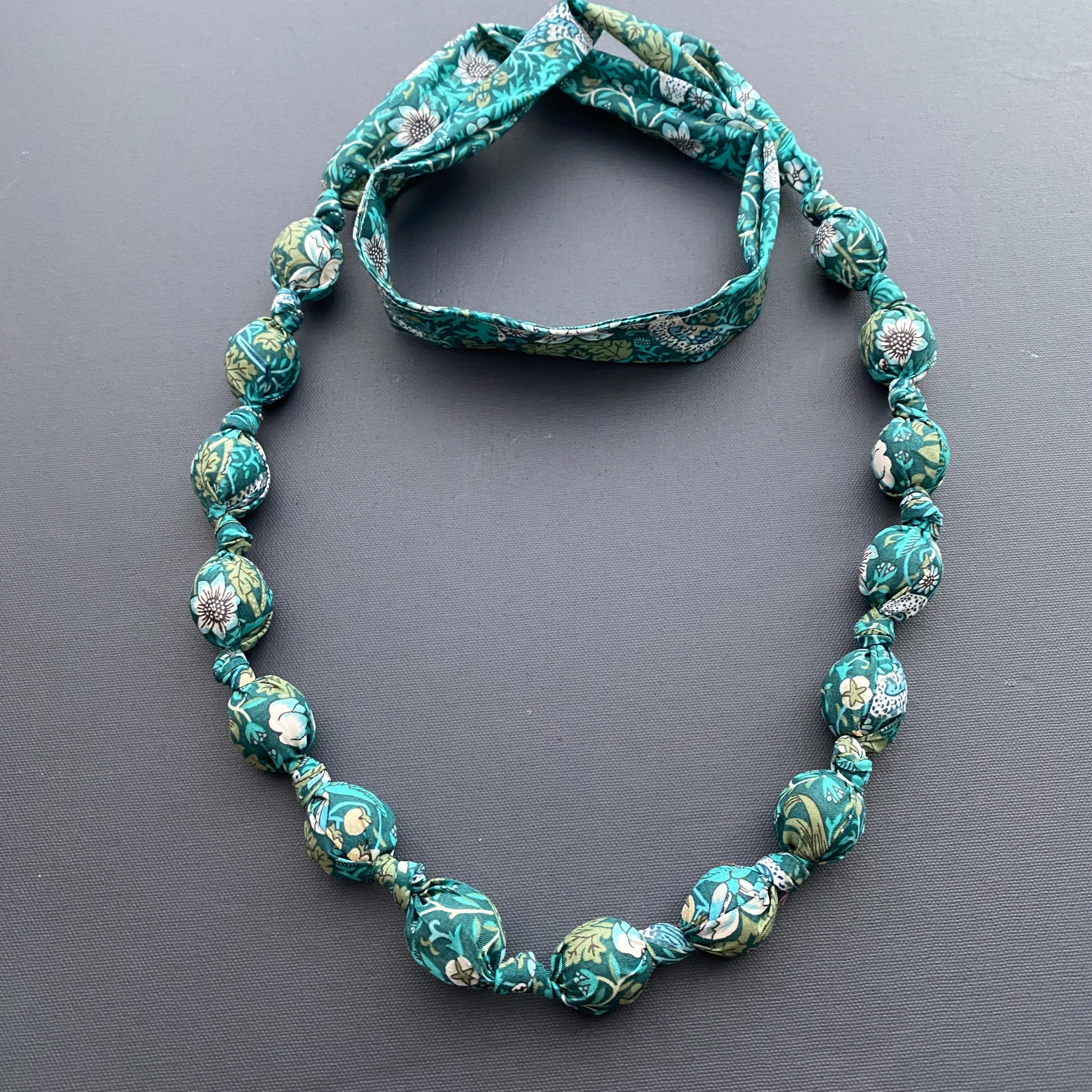 A Liberty of London Fabric Beaded 32" Long Necklace | Lady's Necklace