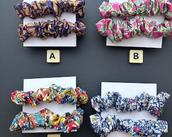 2 x Liberty Skinny Scrunchies | Floral Fabric Hair Ties | Liberty of London Hair Bobble | Girl's Scrunchies | Pretty Hair Bobble