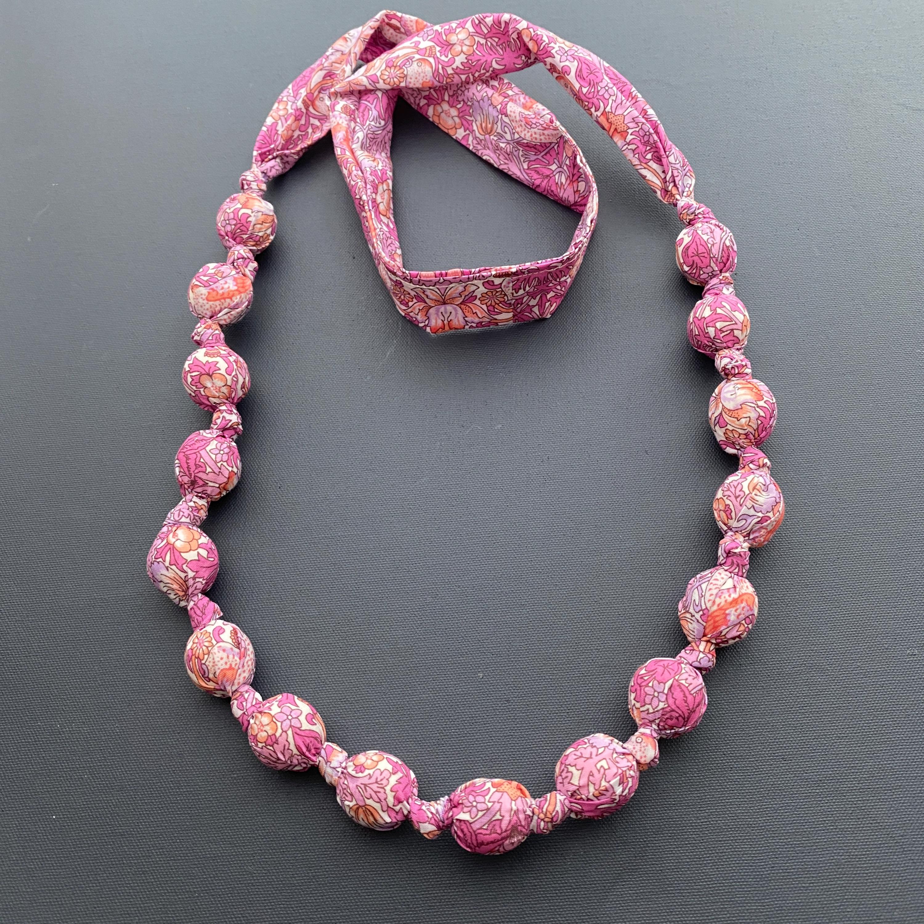 A Liberty of London Fabric Beaded 32" Long Necklace | Lady's Necklace