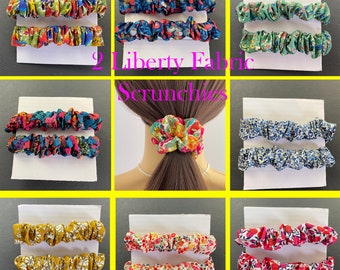 2 x Liberty Skinny Scrunchies | Floral Fabric Hair Ties | Liberty of London Hair Bobble | Girl's Scrunchies | Pretty Hair Bobble