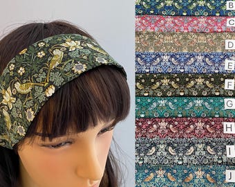 Ein Liberty Fabric Stirnband, William Morris - Erdbeerdieb Liberty Fabric Elastisches Stirnband | Haarband | Haarreif | Haarschmuck