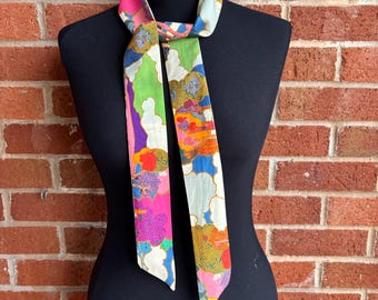 Liberty Fabric Skinny Neck Scarf, Hair Scarf, Scarf for bags, Belt , Hair Accessories , Headband , Hair Tie in Prospect Road Prints